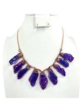 Purple Titanium Drusy Copper Gemstone Necklace